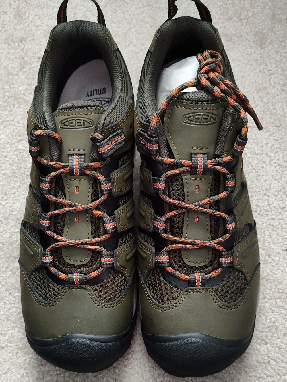 KEEN Olive and Orange Men's Trail Shoes